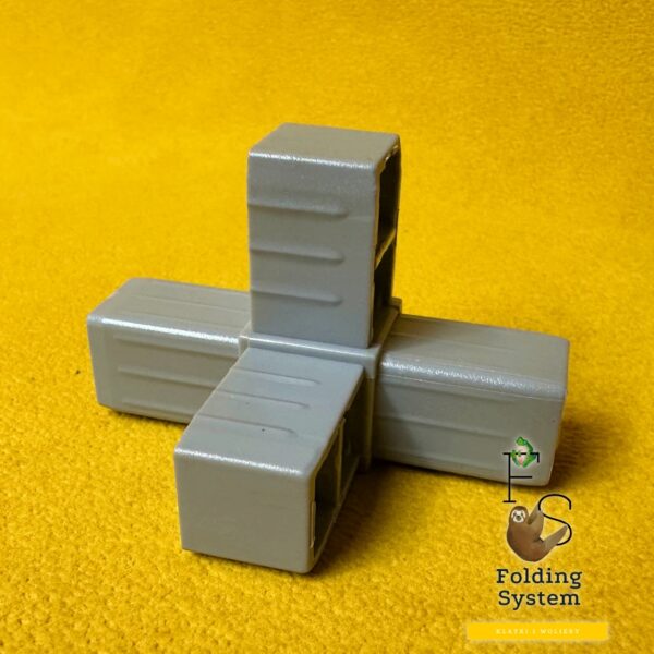 20x20-3D4.jpeg Złączka plastikowa, łącznik do profili 20x20x1,5mm 4 wyjścia szara