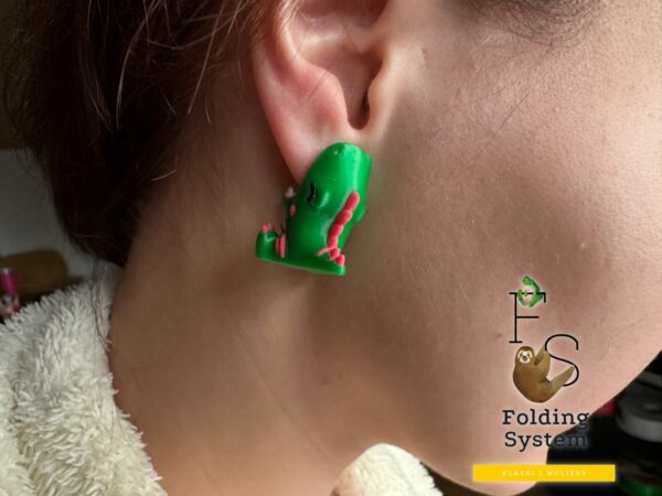 Kolczyki Krokodyl, Dinozaur – Oryginalna Biżuteria 3D